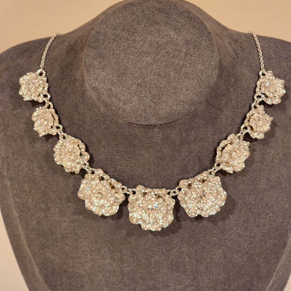 Brand New!! KATE SPADE New York: Rose Garden Silver|Cubic Zir| Crystal Necklace